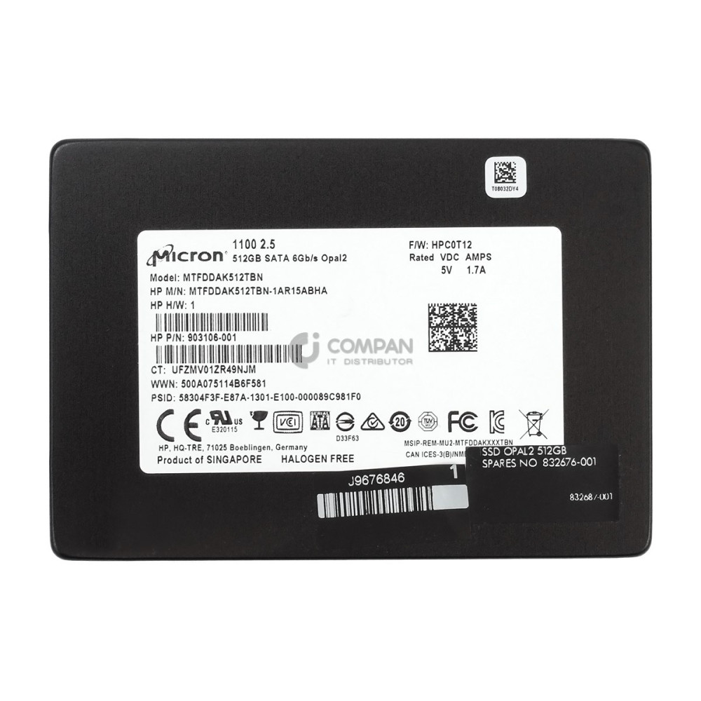 832676-001 HP SSD 512GB SATA 6G 2.5" SFF